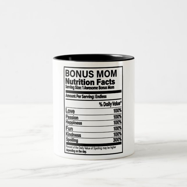 Tasse 2 Couleurs Funny Bonus Mom Nutrition Fiches (Centre)