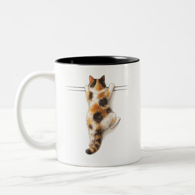 Tasse 2 Couleurs Funny Calico Cat Hang In There Tee (Gauche)
