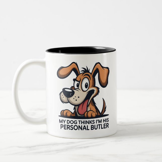 Tasse 2 Couleurs Funny Cartoon Dog Butler Quote (Gauche)