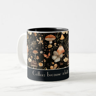 Tasse 2 Couleurs Funny Champignons et fleurs Cottagecore motif