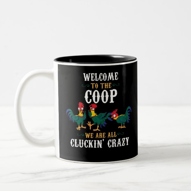 Tasse 2 Couleurs Funny Chicken Welcome (Gauche)