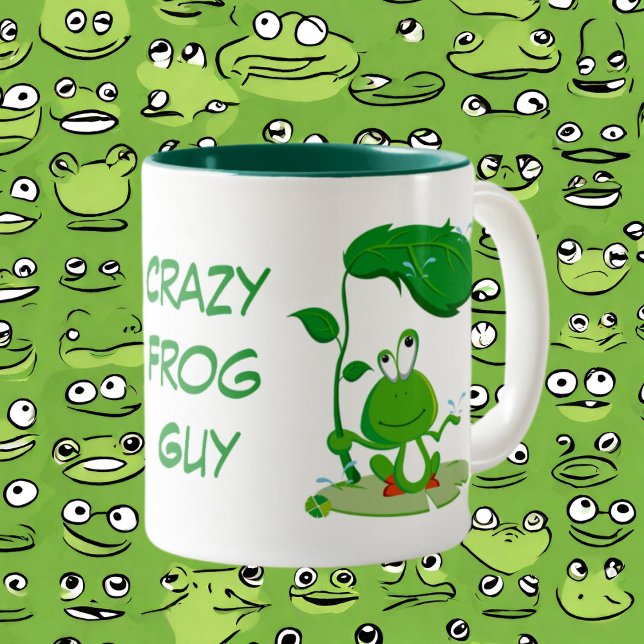 Tasse 2 Couleurs Funny Crazy frog guy ajouter du texte (Créateur téléchargé)