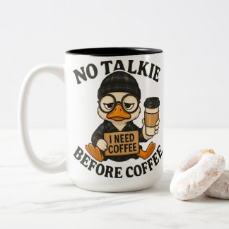 Tasse 2 Couleurs Funny Duck Coffee Lover Cute Cartoon Graphic