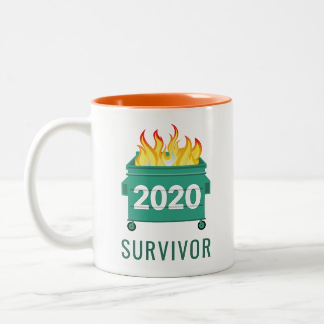 Tasse 2 Couleurs Funny Dumpster Fire 2020 personnalisé (Gauche)