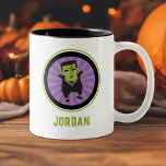 Tasse 2 Couleurs Funny Frankenstein Monster Halloween<br><div class="desc">Une jolie Halloween Frankenstein décore cette tasse,  Personnalisez-la avec votre nom. Amusant pour Halloween. Conçu pour vous par Blackberry Boulevard.</div>