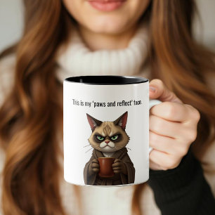 Tasse 2 Couleurs Funny Grumpy cat dans un Robe et Café