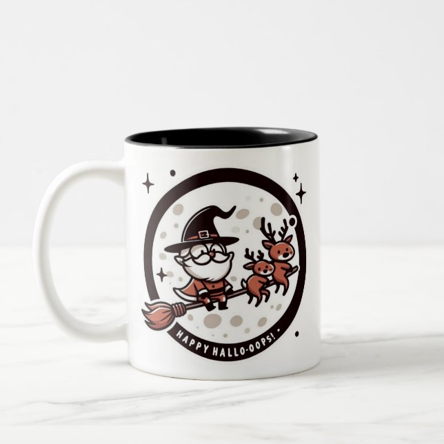 Tasse 2 Couleurs Funny "Happy Hallo-Oops!" Santa Witch  (Gauche)