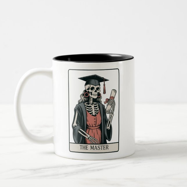 Tasse 2 Couleurs Funny Master Graduation Gift Skeleton Graduate  (Gauche)
