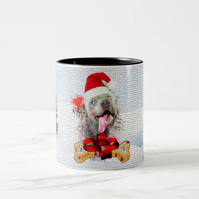 Tasse 2 Couleurs Funny mignon Weimaraner Chien Noël (Centre)