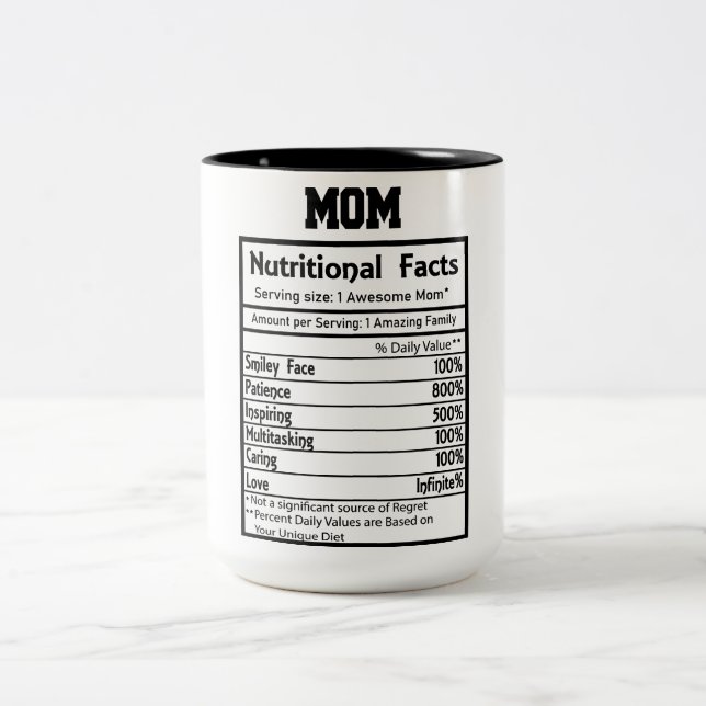 Tasse 2 Couleurs Funny Mom Nutrition Facts (Centre)