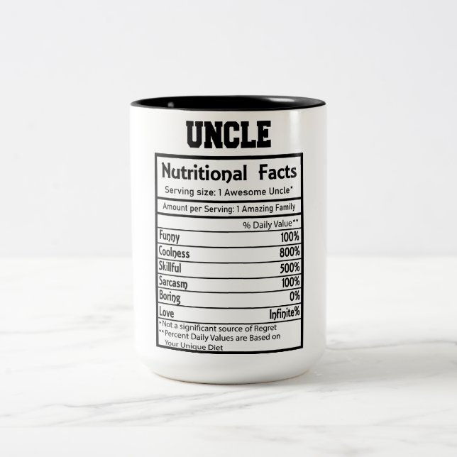 Tasse 2 Couleurs Funny Oncle Nutrition Facts (Centre)