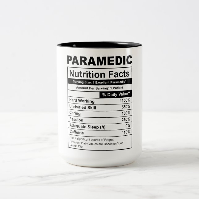 Tasse 2 Couleurs Funny Paramedic Nutrition faits (Centre)