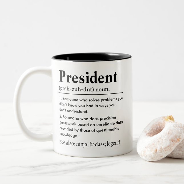 Tasse 2 Couleurs Funny President Definition (Avec donut)