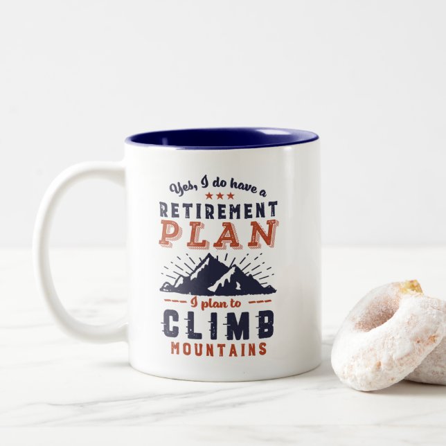 Tasse 2 Couleurs Funny Retraite Plan Escalade de montagne (Avec donut)