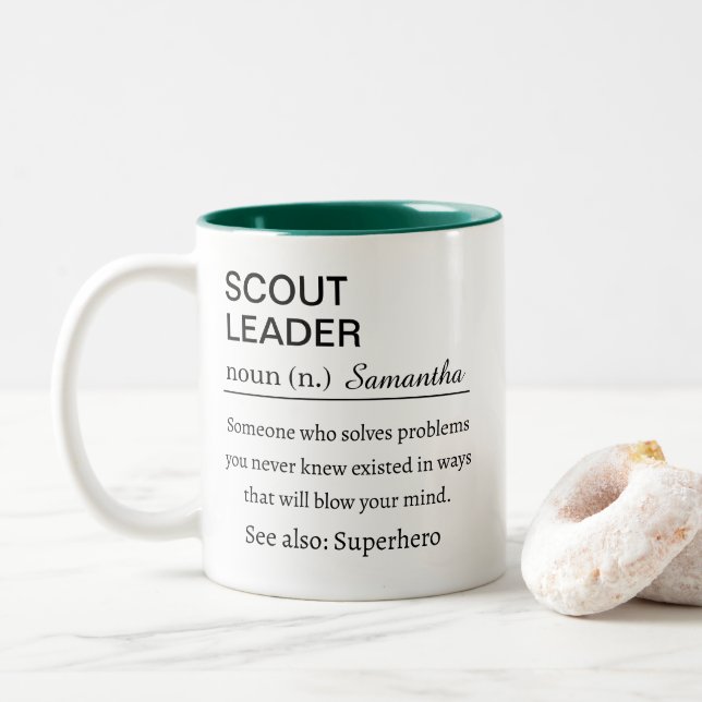 Tasse 2 Couleurs Funny Scout Leader Definition (Avec donut)