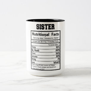 Tasse 2 Couleurs Funny Sister Nutrition Facts