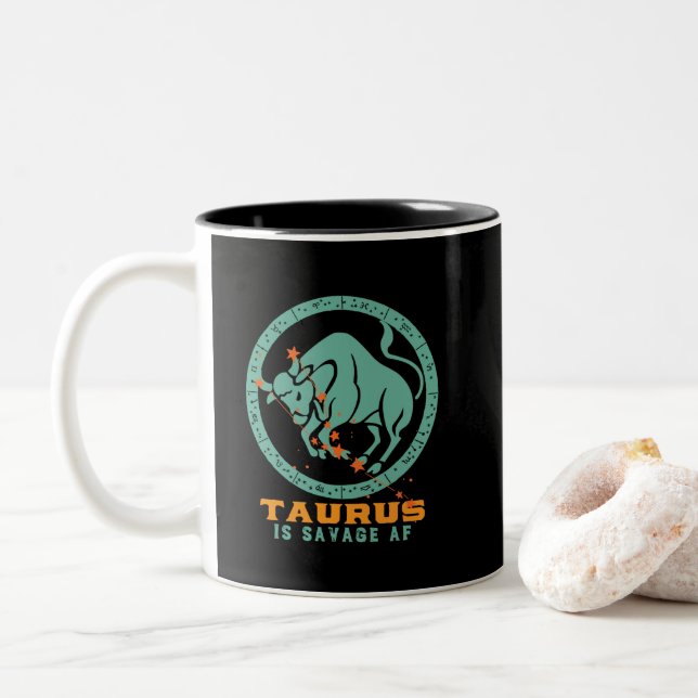Tasse 2 Couleurs Funny Taurus Zodiac Star Sign Astrologie Anniversa (Avec donut)