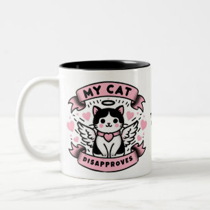 Tasse 2 Couleurs Funny Valentines, mon chat désapprouve