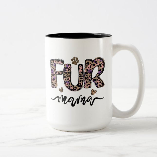 Tasse 2 Couleurs Fur Mama, Idée Cadeau Chien Maman, Idée Cadeau Cha (Droit)