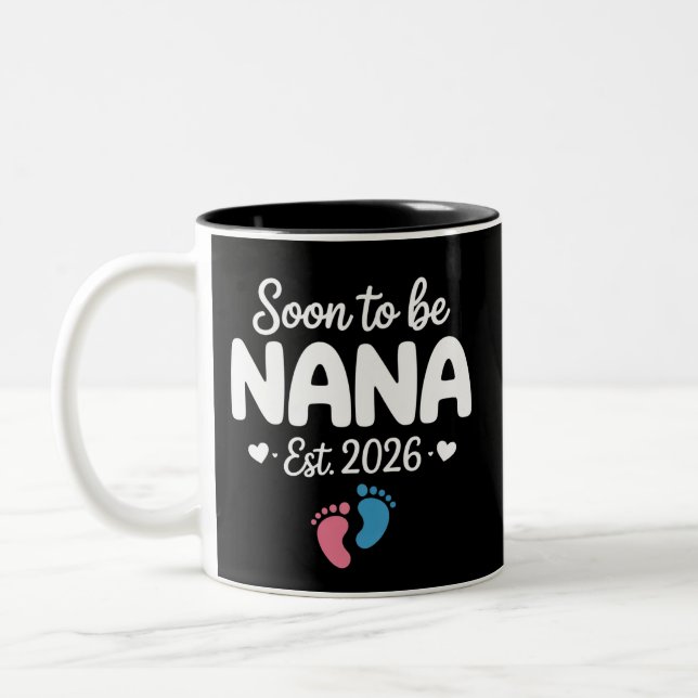Tasse 2 Couleurs Futur Maman 2026 Annonce de Grossesse Drôle  (Gauche)