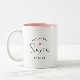 Tasse 2 Couleurs Futur Mme Personnalisée Mariage de nom de script n