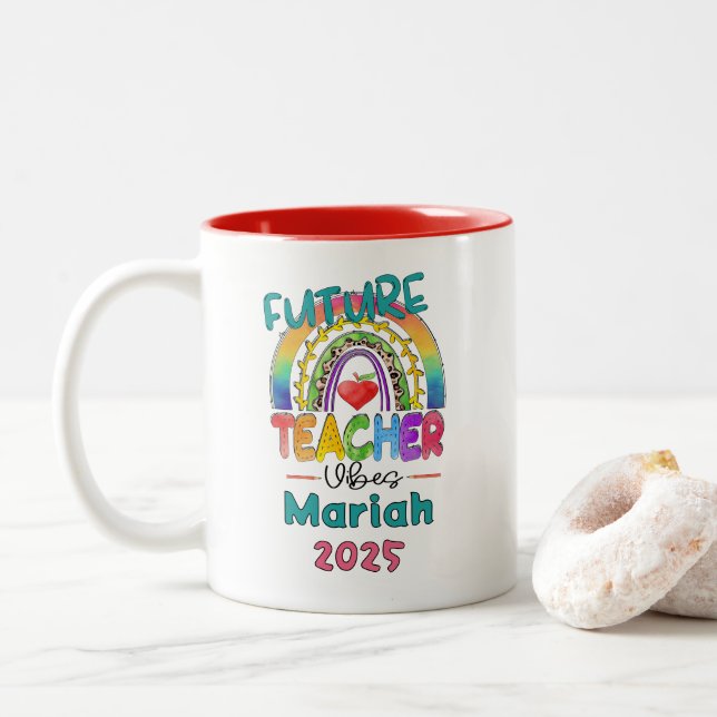 Tasse 2 Couleurs Futur professeur personnalisé  (Avec donut)
