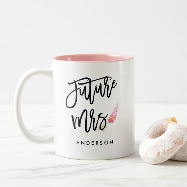 Tasse 2 Couleurs Future Mme Calligaphy Personalized (Avec donut)