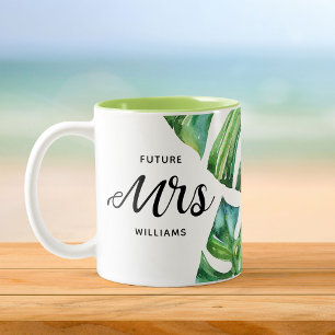 Tasse 2 Couleurs Future Mme Calligraphy d'aquarelle florale