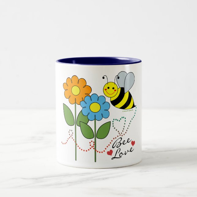Tasse 2 Couleurs Gaffez l'abeille avec amour d'abeille de fleurs (Centre)