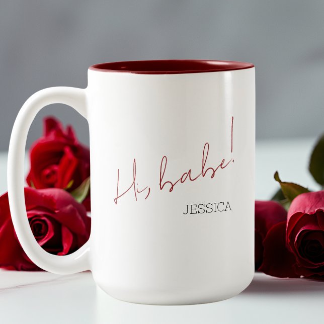 Tasse 2 Couleurs Galentine's Day Babe Red Script Simple meilleur am (Galentine's Day Babe Red Script Simple Best Friend Two-Tone Coffee Mug)
