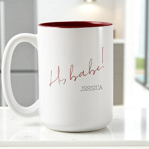 Tasse 2 Couleurs Galentine's Day Babe Rouge Script Meilleure Amie S