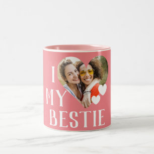 Tasse 2 Couleurs Galentines I Love My Bestie Photo personnalisée