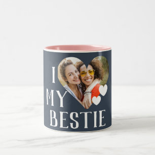 Tasse 2 Couleurs Galentines I Love My Bestie Photo personnalisée