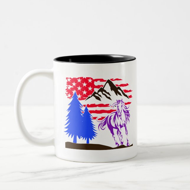 Tasse 2 Couleurs Galloping Wild Mountain Horse (Gauche)