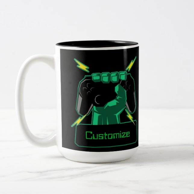 Tasse 2 Couleurs Gamer de puissance personnalisé (Gauche)