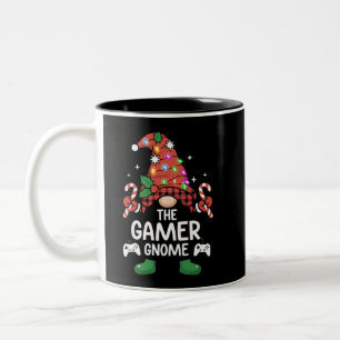 Tasse 2 Couleurs Gamer Gnome Buffalo Plaid Matching Family Xmas
