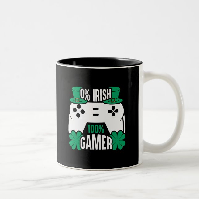 Tasse 2 Couleurs Gamer pour la Saint Patrick's Day | 0% irlandais,  (Droit)