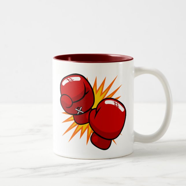 Tasse 2 Couleurs Gants de boxe de bande dessinée (Droit)