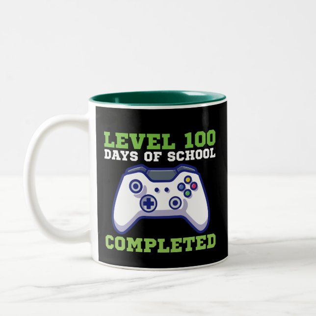 Tasse 2 Couleurs Garçons Niveau 100 Jours d'école terminés  (Gauche)