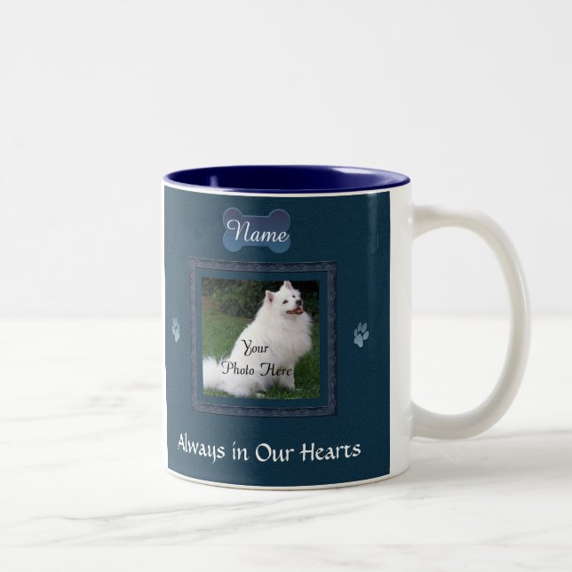 Tasse 2 Couleurs Garde-mémoire bleu chien ou chat (Droit)
