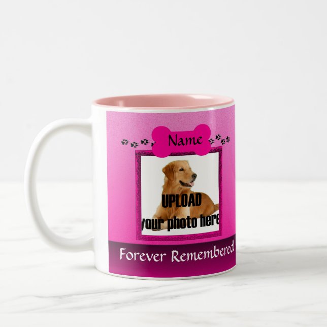 Tasse 2 Couleurs Garde-mémoire de chien rose (Gauche)