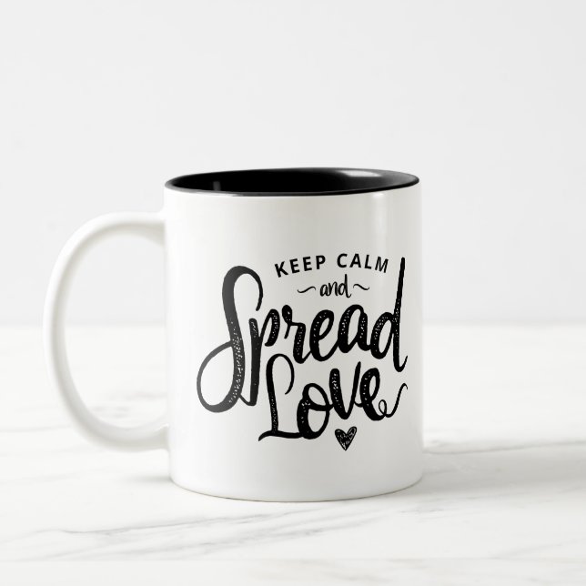 Tasse 2 Couleurs Garder Calme Texte Art Amour Art Coeur Inspiration (Gauche)