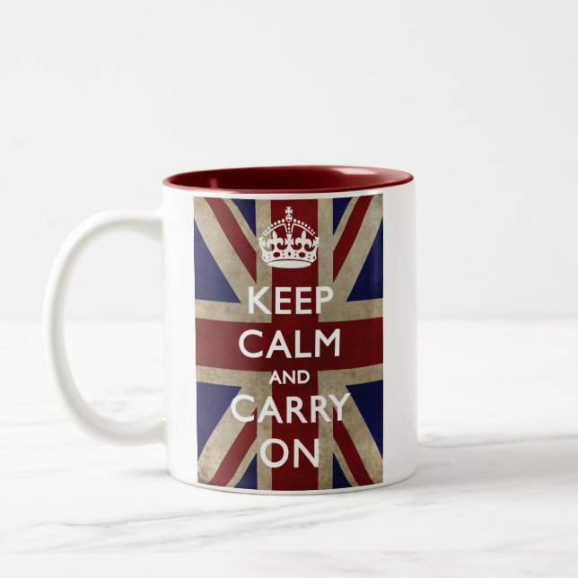 Tasse 2 Couleurs Gardez le calme et continuez avec Union Jack (Gauche)
