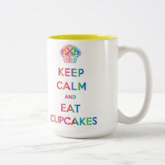 Tasse 2 Couleurs Gardez le calme et mangez des gâteaux arc-en-ciel 