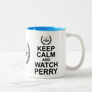 Tasse 2 Couleurs Gardez le calme et observez Perry Humour légal
