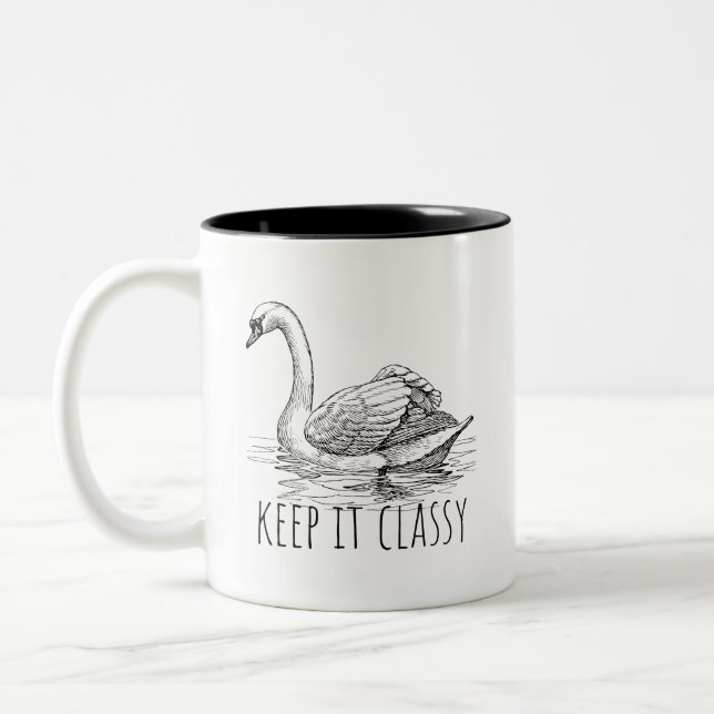 Tasse 2 Couleurs Gardez-le Classique Élégant Cygne (Gauche)