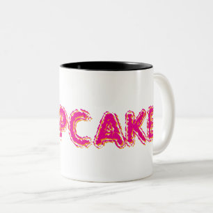 Tasse 2 Couleurs Gâteau personnalisé texte rose