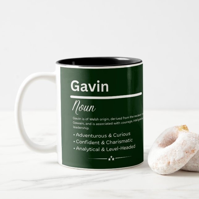 Tasse 2 Couleurs Gavin Nom Personnalisé (Avec donut)