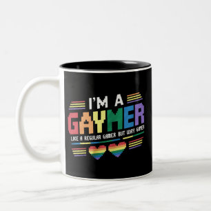 Tasse 2 Couleurs Gaymer comme un joueur régulier mais bien plus gay