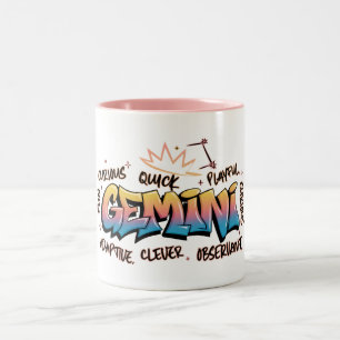 Tasse 2 Couleurs Gémeaux Zodiaque Graffiti 
